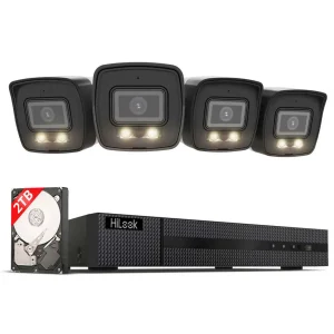 HiLook by HIKVISION 6 MP Überwachungskamera-Set IK28P-460B | 4x Bullet Kameras + 8-Kanal NVR + 2 TB HDD + Smartphone App