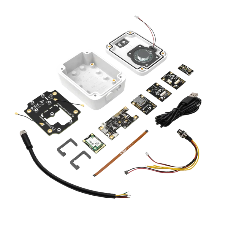 WisBlock Voice Processing Starter Kit mit RAK4631 und Audio-Gehäuse (100×75×38) – Weiß, 800 MHz für EU868/IN865/RU864